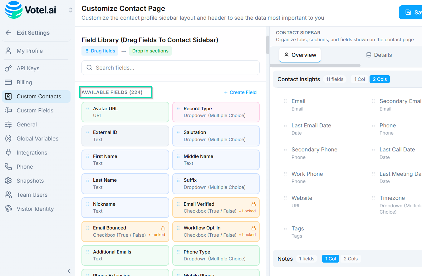 Adding Fields to Sections